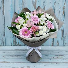 Букет цветов из:  Герберы, Альстромерии и Хризантемы в Нижнекабанской