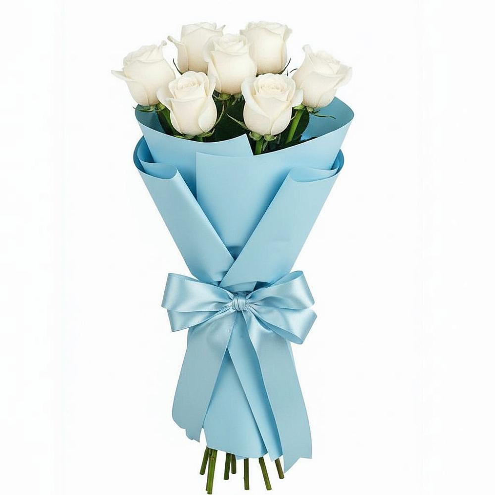 Букет 7 белых роз Проуд в Нижнекабанской