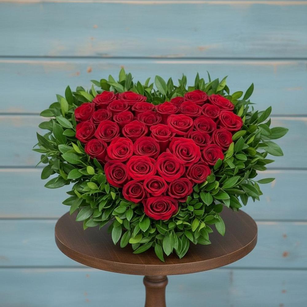 Цветочная композиция из Розы в виде сердца в Нижнекабанской