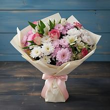 Букет цветов из:  Хризантемы, Альстромерии и Розы в Нижнекабанской
