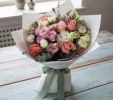 Букет цветов из:  Розы, Лизиантусы и Гвоздики в Нижнекабанской