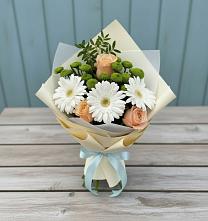 Букет цветов из:  Герберы, Розы и Хризантемы #REPLACE_PRED# Нижнекабанской